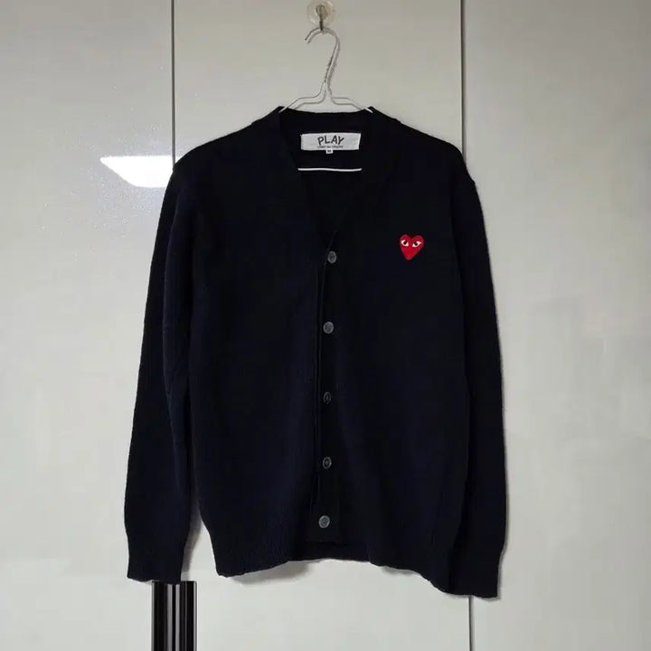 [BUNJANG] Comme des Garçons Dark Navy Heart Logo Cardigan / 꼼데가르송 다크네이비 하트 가디건