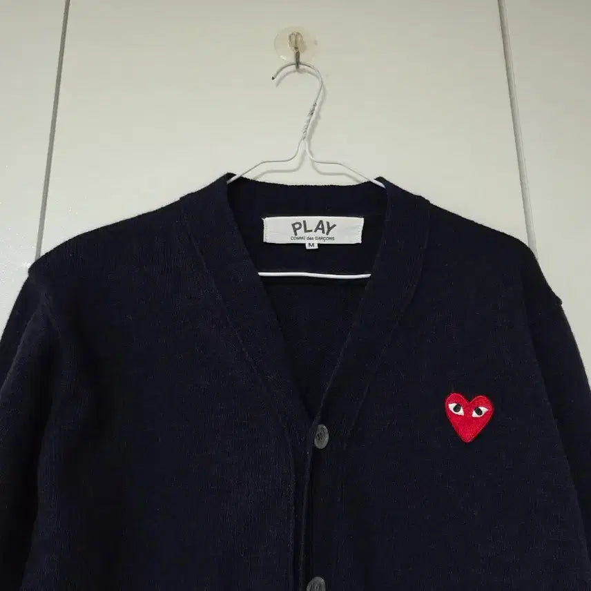 [BUNJANG] Comme des Garçons Dark Navy Heart Logo Cardigan / 꼼데가르송 다크네이비 하트 가디건