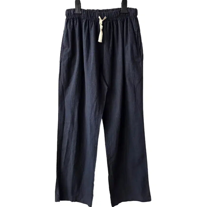 [BUNJANG] Navy Linen Semi-Wide Fit Pants / S/밴딩 네이비 린넨 팬츠