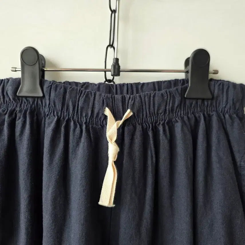 [BUNJANG] Navy Linen Semi-Wide Fit Pants / S/밴딩 네이비 린넨 팬츠
