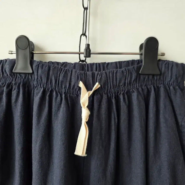 [BUNJANG] Navy Linen Semi-Wide Fit Pants / S/밴딩 네이비 린넨 팬츠