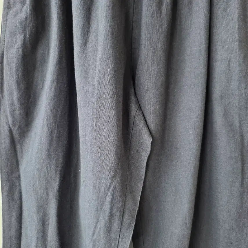 [BUNJANG] Navy Linen Semi-Wide Fit Pants / S/밴딩 네이비 린넨 팬츠
