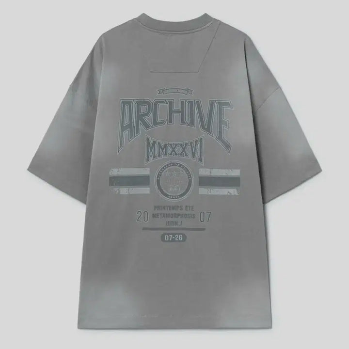 [BUNJANG] Juun.J Archive Football Oversized Short Sleeve T-Shirt - Light Grey / [s] 준지 ARCHIVE 풋볼 오버핏 숏슬리브 - 라이트 그레이 새상품