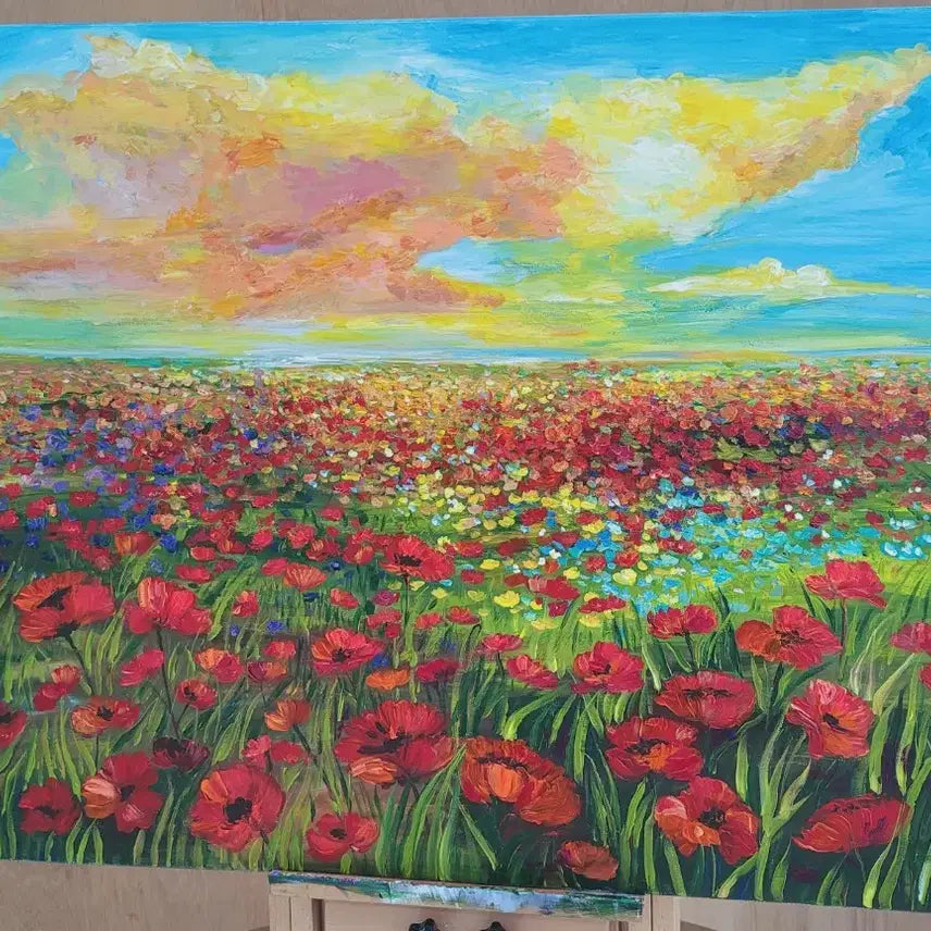[BUNJANG] Vibrant Floral Oil Painting - "Bloom Amidst Fragrant Breezes" / 향기로운 바람사이로 피어난