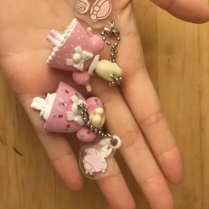 [BUNJANG] Sanrio Hello Kitty Marron Cream Keychain Strap Figure Set (Classic Japanese Style) / (세트)일본고전풍 키티 친구 마론크림 키링 스트랩 피규어 똥사이즈