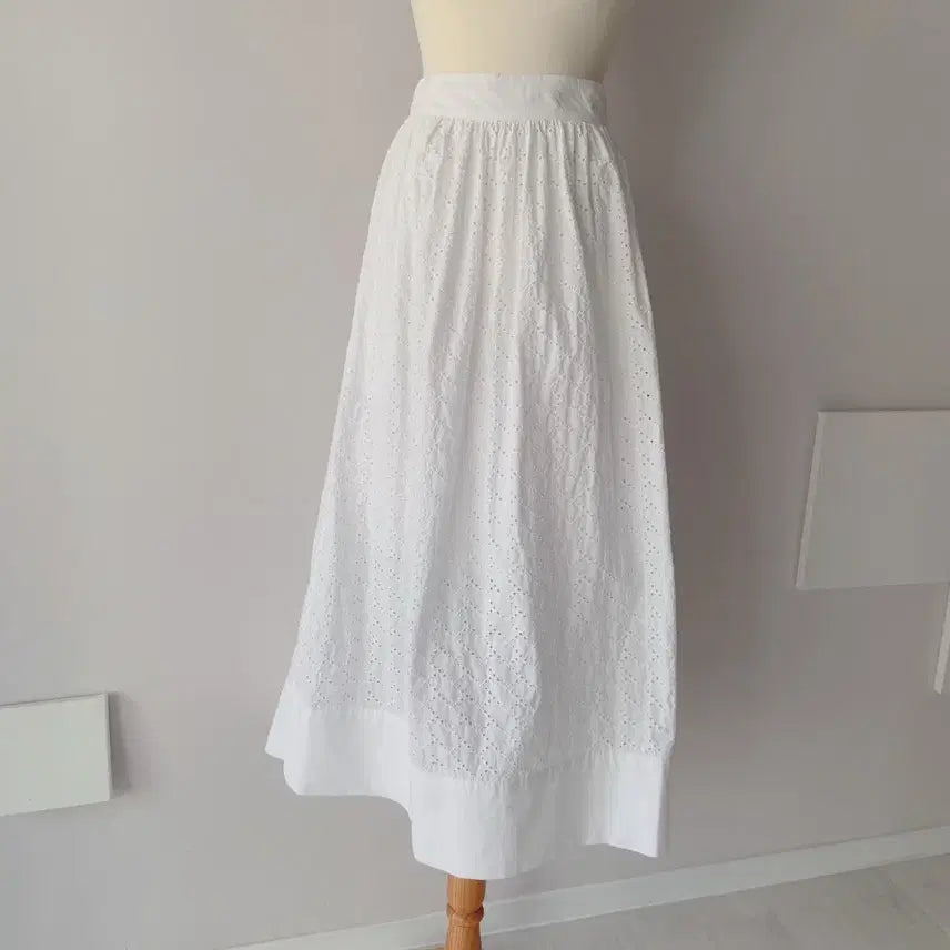 [BUNJANG] Tara Jamong White Long Skirt / 타라자몽 화이트 롱스커트