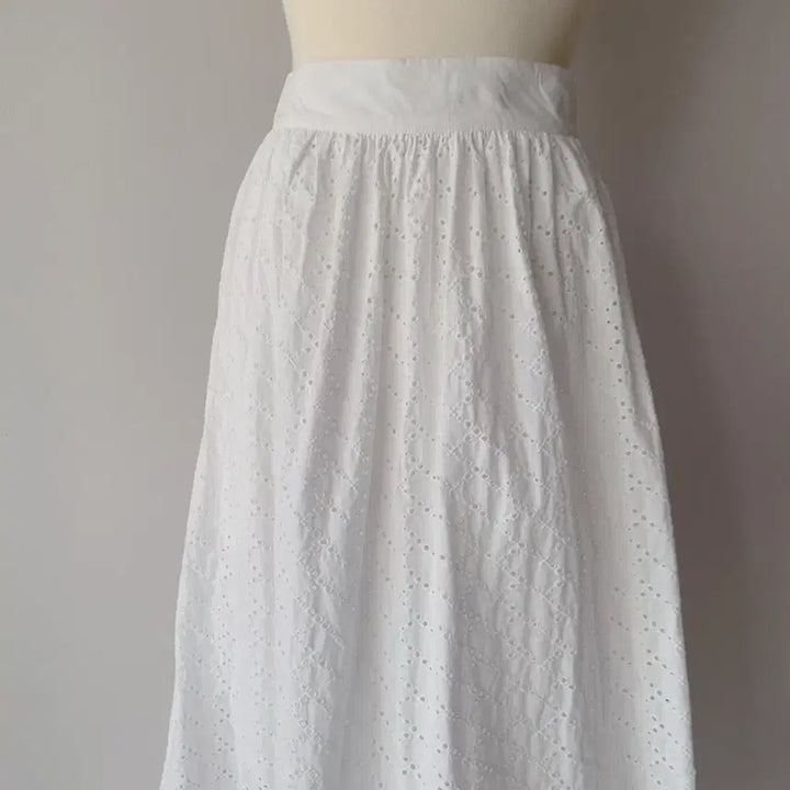 [BUNJANG] Tara Jamong White Long Skirt / 타라자몽 화이트 롱스커트