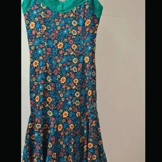 [BUNJANG] Flower Pattern Strap Long Dress / 플라워 패턴 끈 롱 원피스