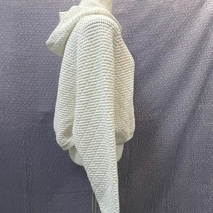 [BUNJANG] TIME 2024 Crochet Hooded Zip-Up Jumper Ivory / ㄴ한섬 TIME 2024 크로셰 후드 집업 점퍼 90(55) 아이보리