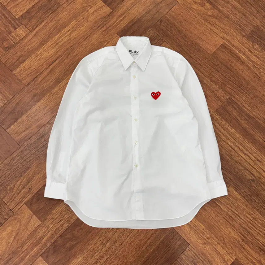 [BUNJANG] Comme des Garçons Red Heart Patch White Shirt / M 꼼데가르송 레드와펜 화이트 남방 셔츠