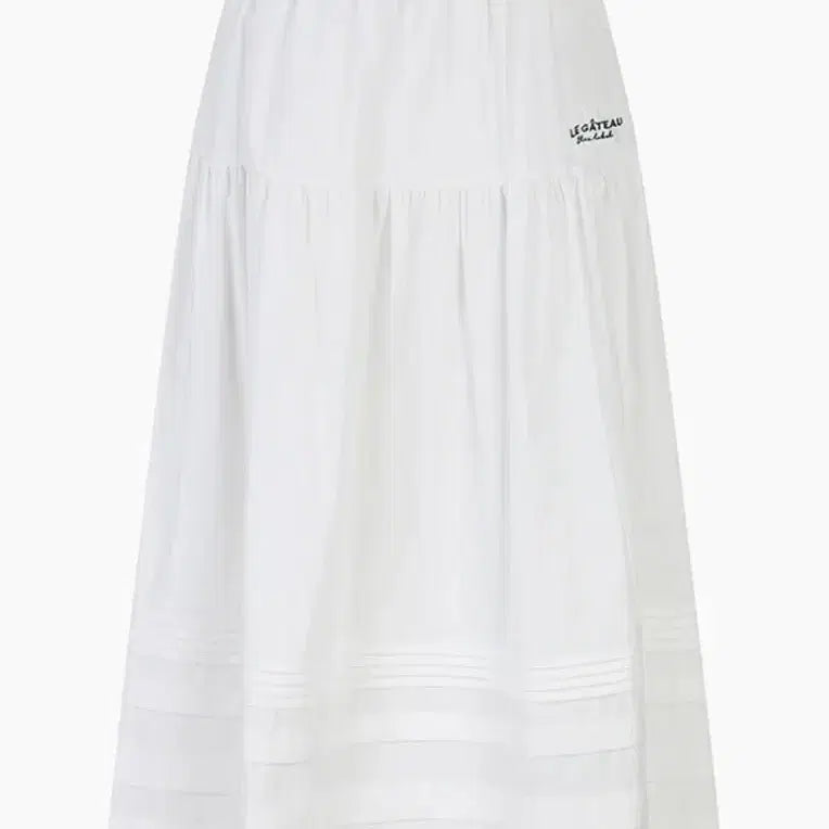 [BUNJANG] EGOIST Pintuck Lace Banding Skirt White / 에고이스트 핀턱 레이스 밴딩 스커트 화이트