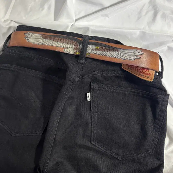 [BUNJANG] American Vintage Full Grain Cowhide Eagle Western Leather Belt / Usa 풀그레인 카우하이드 이글 웨스턴 레더 벨트