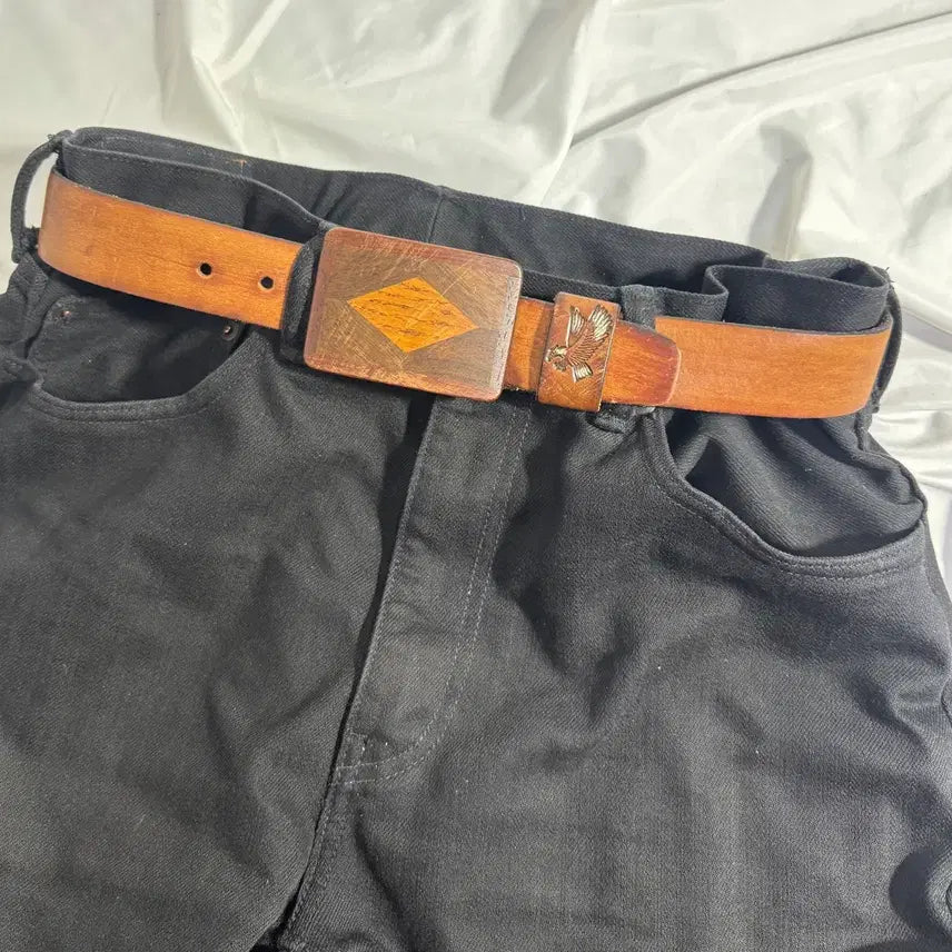 [BUNJANG] American Vintage Full Grain Cowhide Eagle Western Leather Belt / Usa 풀그레인 카우하이드 이글 웨스턴 레더 벨트
