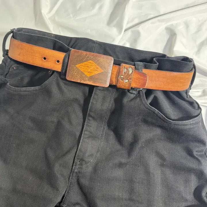 [BUNJANG] American Vintage Full Grain Cowhide Eagle Western Leather Belt / Usa 풀그레인 카우하이드 이글 웨스턴 레더 벨트