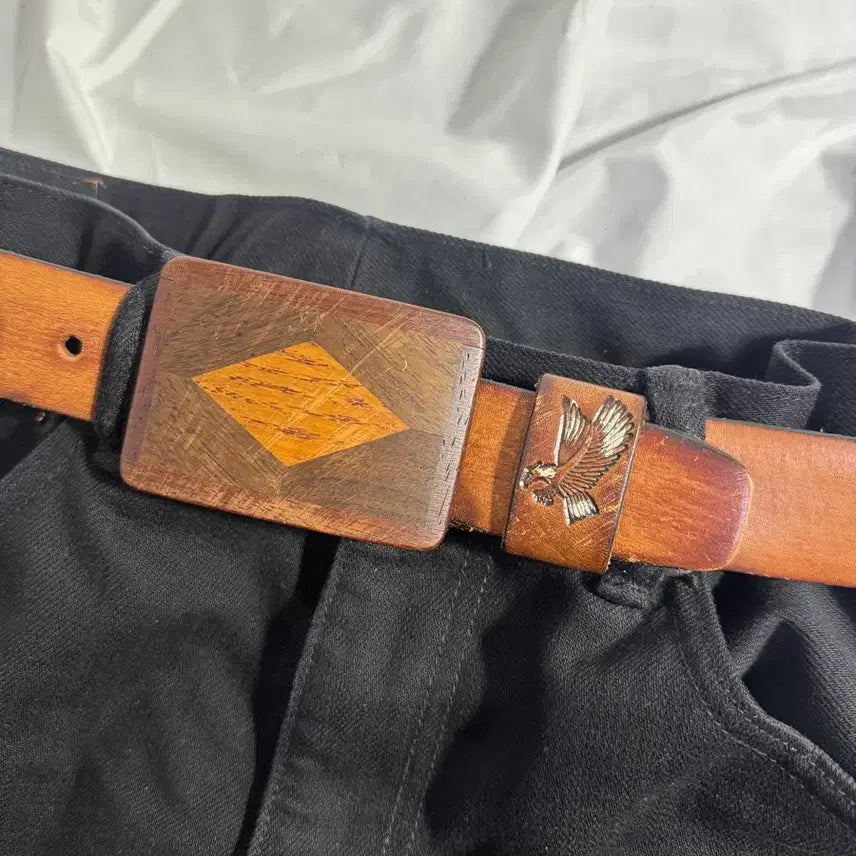 [BUNJANG] American Vintage Full Grain Cowhide Eagle Western Leather Belt / Usa 풀그레인 카우하이드 이글 웨스턴 레더 벨트