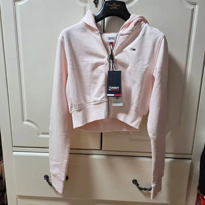 [BUNJANG] Tommy Hilfiger Pink Cropped Hoodie Zip-Up / 새상품 타미힐피거 핑크 크롭 후드집업