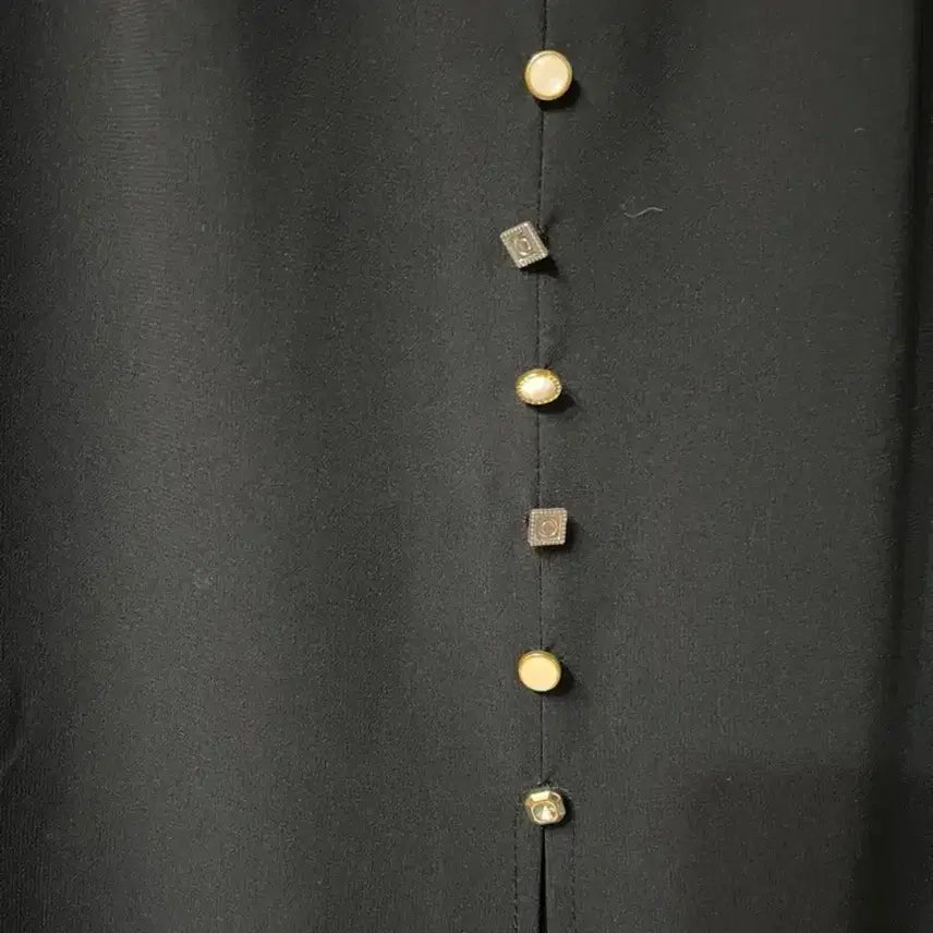 [BUNJANG] Black Button Long Chiffon Slit Skirt (Size 55-55.5) / 블랙 버튼 롱 쉬폰 슬릿 스커트 55-55반 거의새것