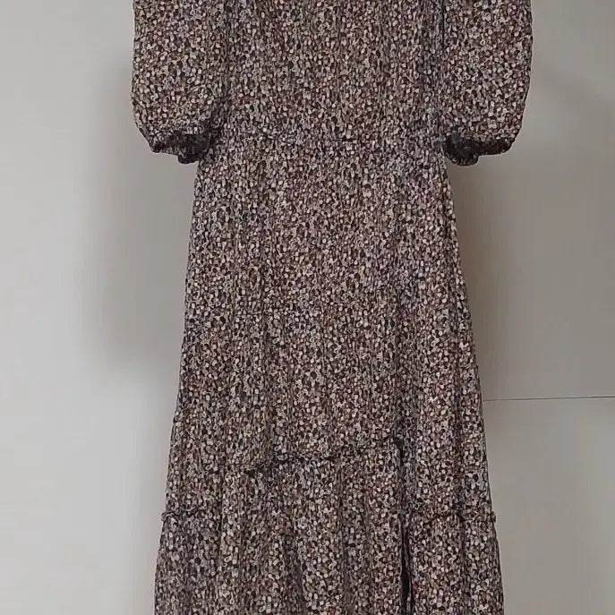 [BUNJANG] JILLSTUART 55 Flower Pattern Puff Sleeve Long Dress / 질스튜어트 55 플라워 패턴 롱 원피스 퍼프 반팔