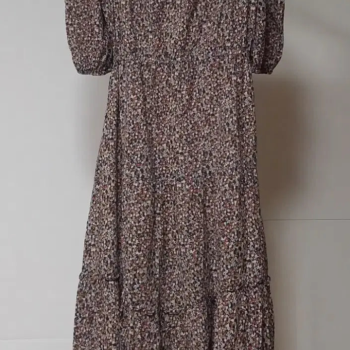 [BUNJANG] JILLSTUART 55 Flower Pattern Puff Sleeve Long Dress / 질스튜어트 55 플라워 패턴 롱 원피스 퍼프 반팔