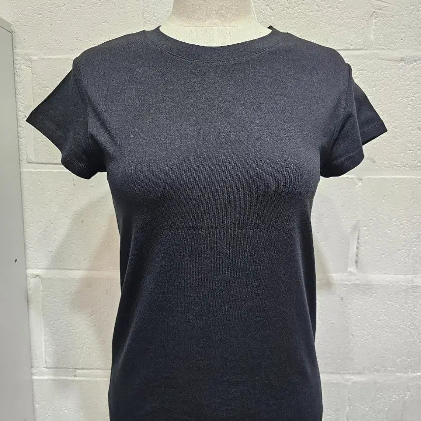 [BUNJANG] Soft Plain Round Short Sleeve T-Shirt - Black / 부드러운 무지 라운드 숏반팔- 블랙