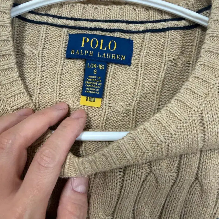 [BUNJANG] Polo Ralph Lauren Boys Cable Knit Sweater Beige L / 폴로 보이즈 케이블 니트 L