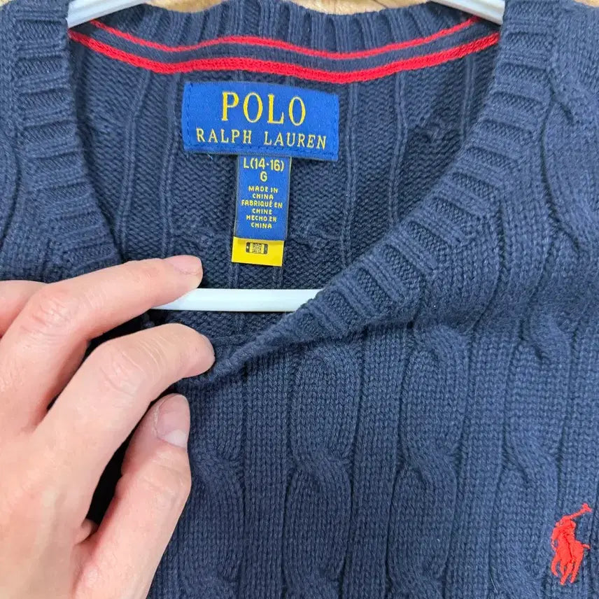 [BUNJANG] Polo Cable Knit Sweater Navy Boys L / 폴로 보이즈 케이블 니트 L