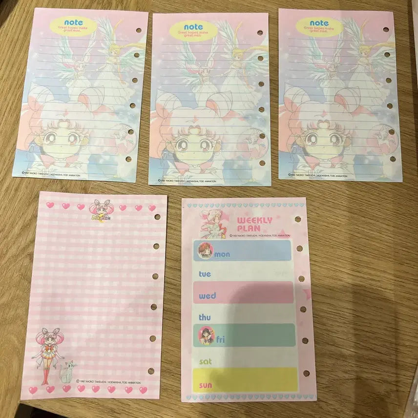 [BUNJANG] Sailor Moon 6-Ring Diary Inserts Set - Vintage Collection / 세일러문 6공 다이어리 속지 모음 고전제품 그시절제품 희소