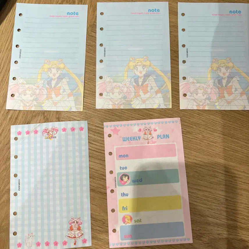 [BUNJANG] Sailor Moon 6-Ring Diary Inserts Set - Vintage Collection / 세일러문 6공 다이어리 속지 모음 고전제품 그시절제품 희소