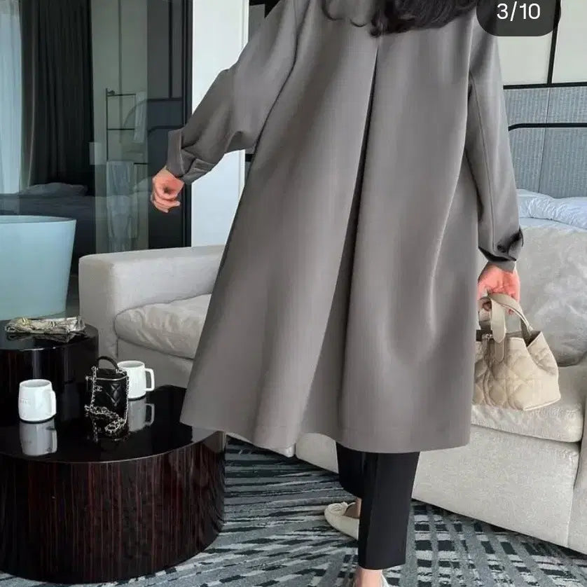[BUNJANG] Rabambaru Grey Long Jacket Coat / 라밤바룸  회색 롱 자켓 코트