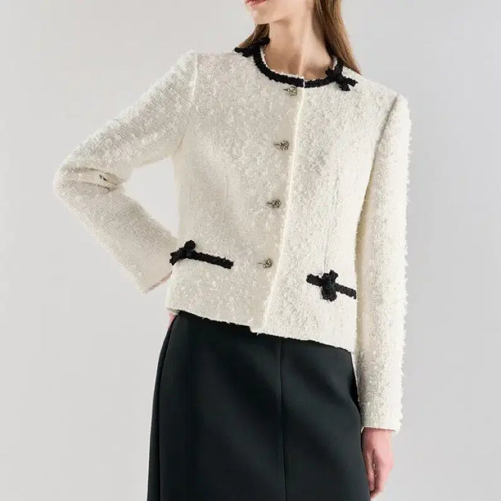[BUNJANG] LANVIN COLLECTION Ribbon Trimmed Bouclé Tweed Jacket / 새상품)랑방 LANVIN COLLECTION 리본 트리밍 부클 트위드