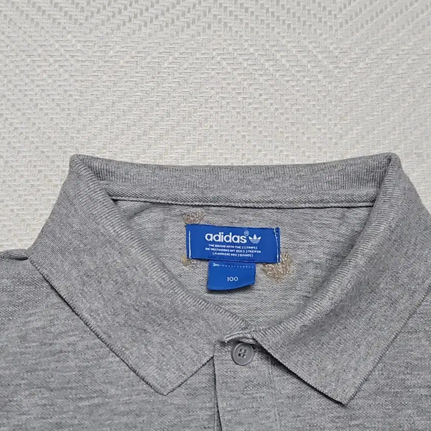[BUNJANG] Adidas Three-Stripes Logo Polo Shirt Grey / 아디다스 삼선 로고 폴로티 그레이
