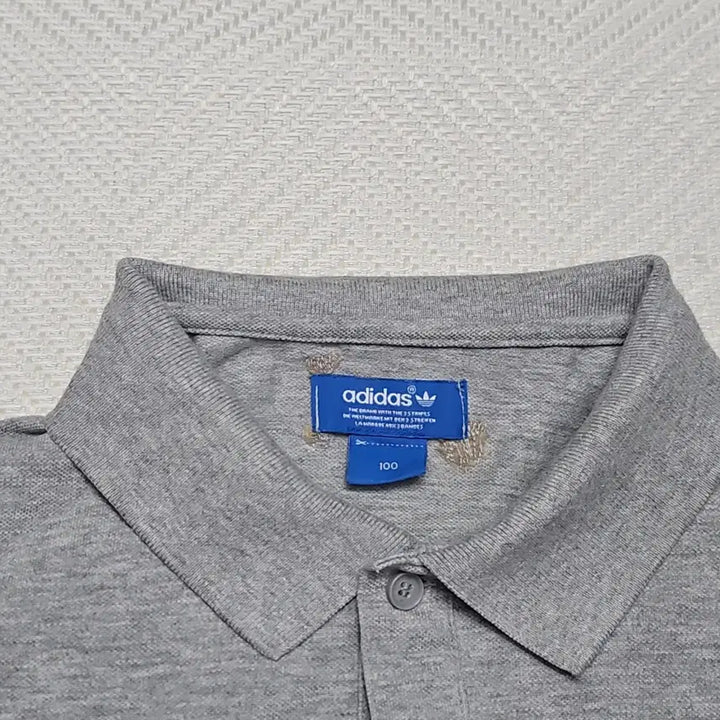 [BUNJANG] Adidas Three-Stripes Logo Polo Shirt Grey / 아디다스 삼선 로고 폴로티 그레이