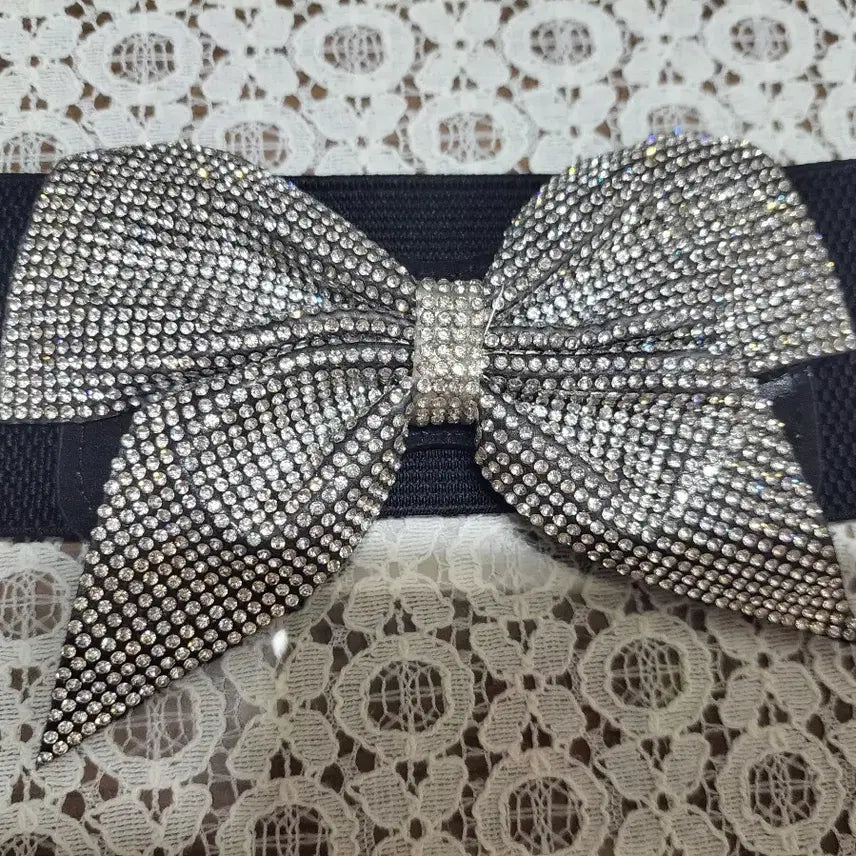 [BUNJANG] Sequin Ribbon Belt with Stretch / 새상품)스판 스팽글 리본벨트