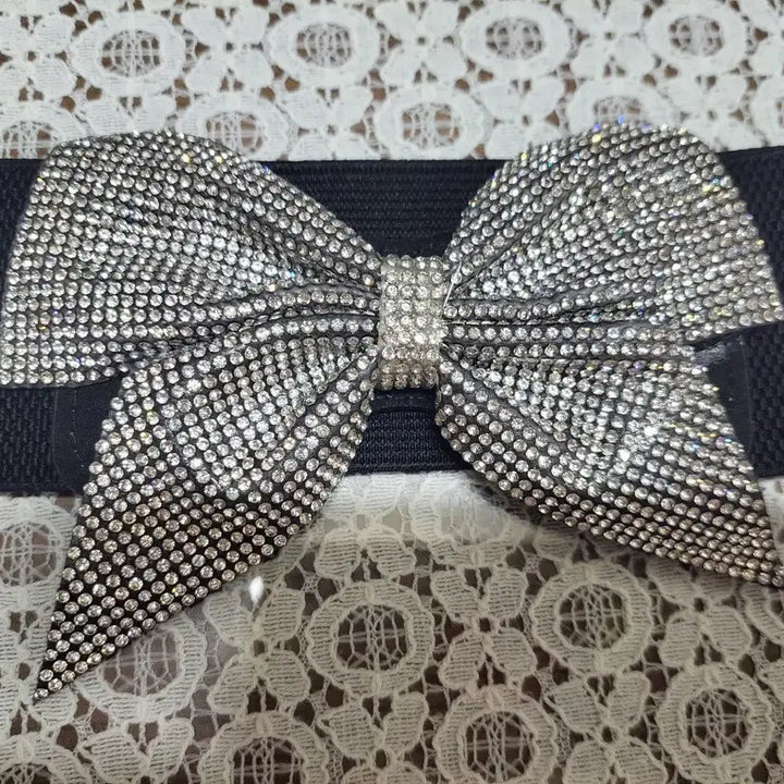 [BUNJANG] Sequin Ribbon Belt with Stretch / 새상품)스판 스팽글 리본벨트
