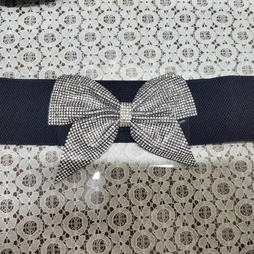 [BUNJANG] Sequin Ribbon Belt with Stretch / 새상품)스판 스팽글 리본벨트