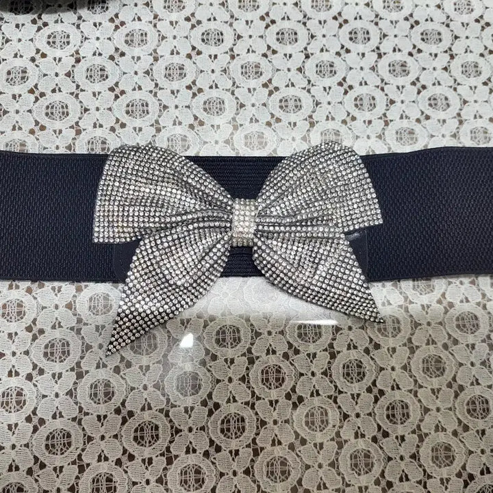 [BUNJANG] Sequin Ribbon Belt with Stretch / 새상품)스판 스팽글 리본벨트