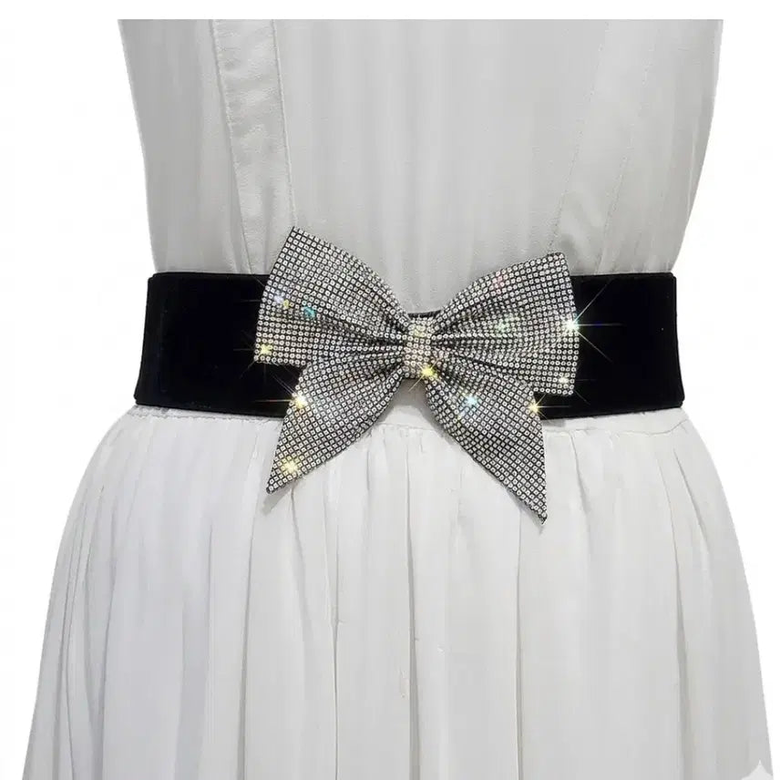 [BUNJANG] Sequin Ribbon Belt with Stretch / 새상품)스판 스팽글 리본벨트