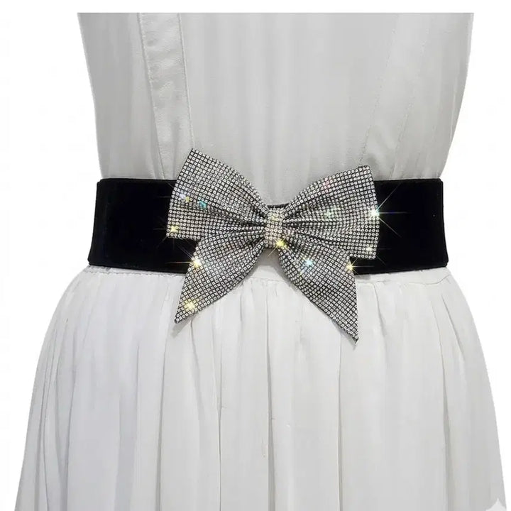 [BUNJANG] Sequin Ribbon Belt with Stretch / 새상품)스판 스팽글 리본벨트