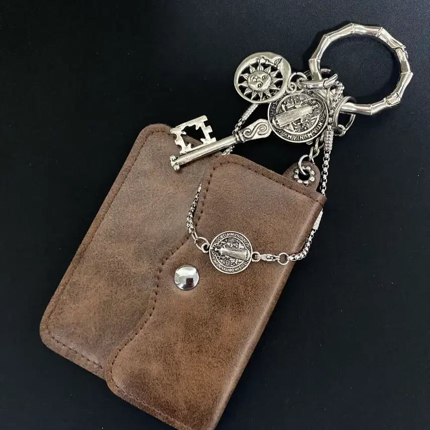 [BUNJANG] Vintage Brown Card Wallet Keychain / 빈티지 브라운 카드지갑 키체인