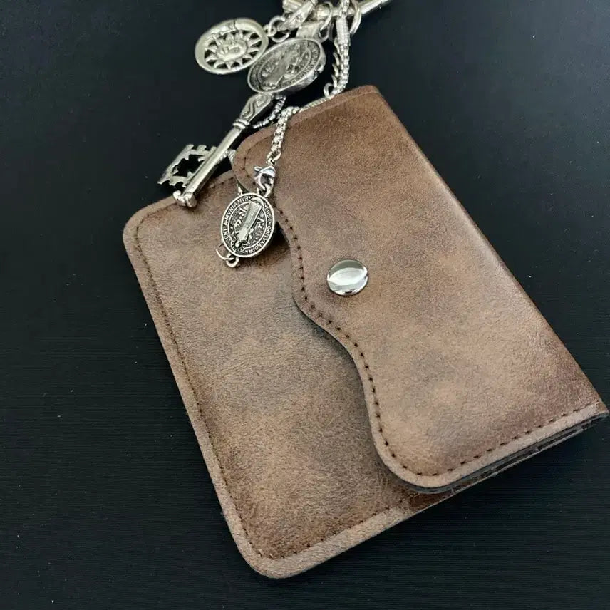 [BUNJANG] Vintage Brown Card Wallet Keychain / 빈티지 브라운 카드지갑 키체인