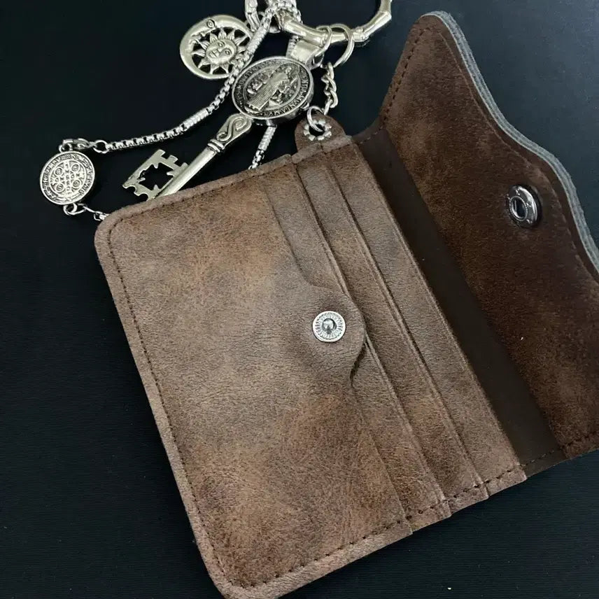 [BUNJANG] Vintage Brown Card Wallet Keychain / 빈티지 브라운 카드지갑 키체인
