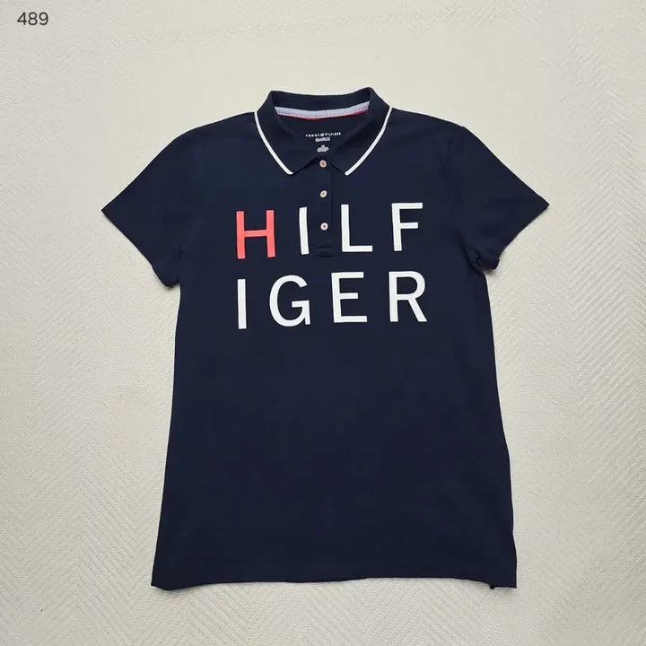 [BUNJANG] Tommy Hilfiger Navy Big Logo Short Sleeve Polo Shirt / 타미힐피거 네이비 빅로고 반팔 폴로티