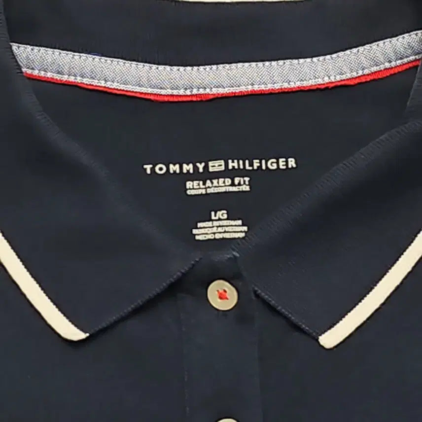 [BUNJANG] Tommy Hilfiger Navy Big Logo Short Sleeve Polo Shirt / 타미힐피거 네이비 빅로고 반팔 폴로티