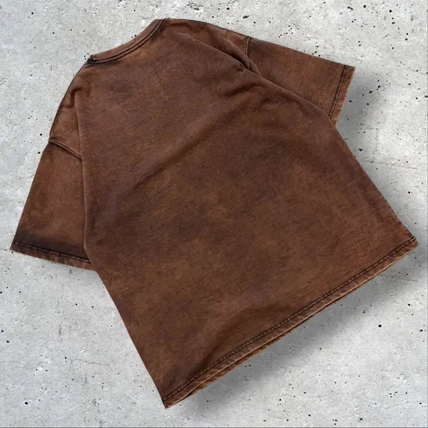 [BUNJANG] Outstanding Vintage Washed Short-Sleeve T-Shirt Brown L / [L] 아웃스탠딩 빈티지 워싱 반팔 티셔츠 브라운 D914