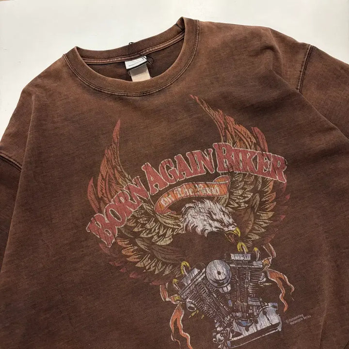[BUNJANG] Outstanding Vintage Washed Short-Sleeve T-Shirt Brown L / [L] 아웃스탠딩 빈티지 워싱 반팔 티셔츠 브라운 D914