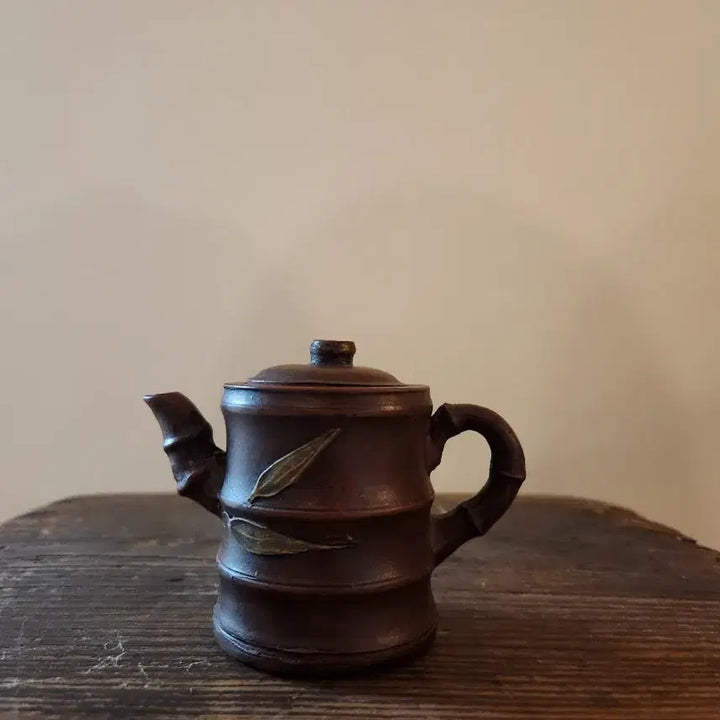 [BUNJANG] Bamboo Joint Zisha Teapot (100ml) - Classic Chinese Yixing Style / 고사의 정취를 담은 죽절자사호 탁월한 절수력