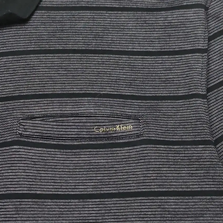 [BUNJANG] Calvin Klein Navy Striped Short Sleeve Polo Shirt / 캘빈클라인 네이비 스트라이프 반팔 카라티
