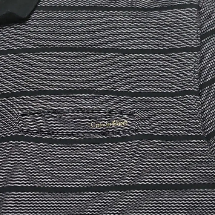 [BUNJANG] Calvin Klein Navy Striped Short Sleeve Polo Shirt / 캘빈클라인 네이비 스트라이프 반팔 카라티