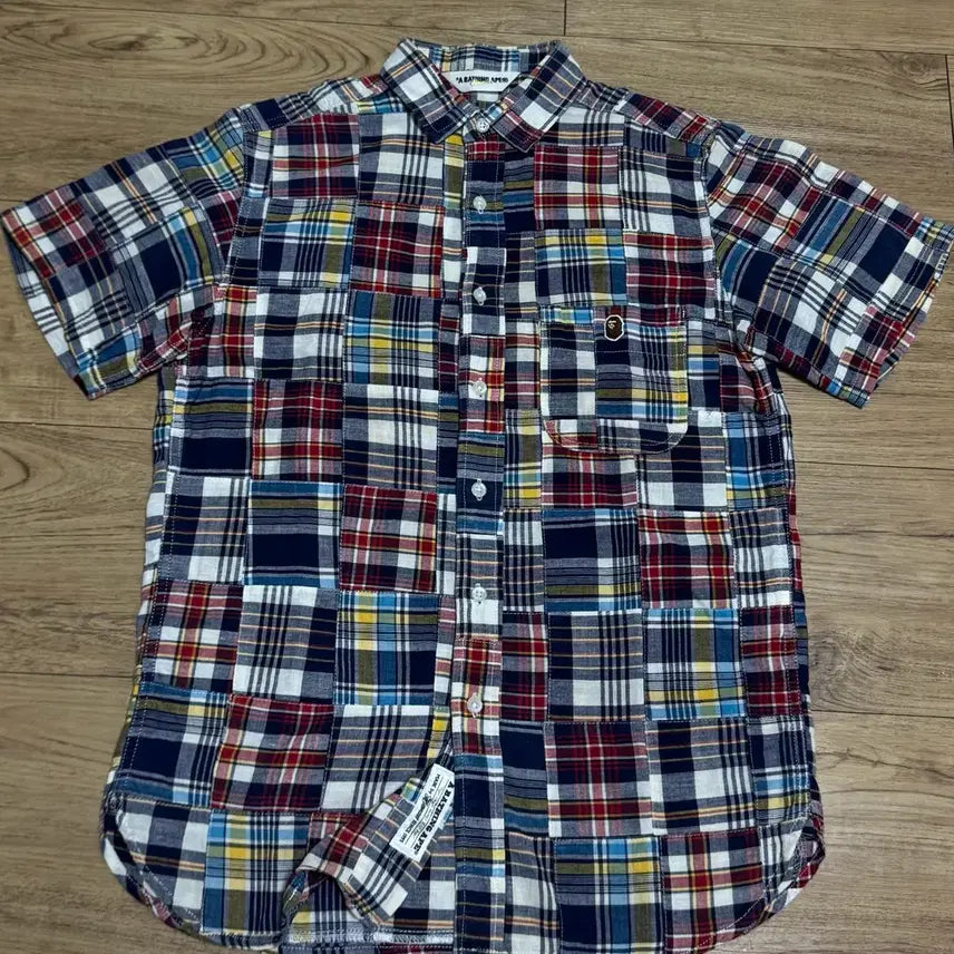 [BUNJANG] BAPE Patchwork Short Sleeve Shirt / [M]베이프 패치워크 반팔 셔츠