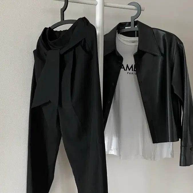 [BUNJANG] Faux Leather Shirt Jacket &amp; Coord Set (Includes New Item) / 레자셔츠자켓 코디세트(새상품포함)